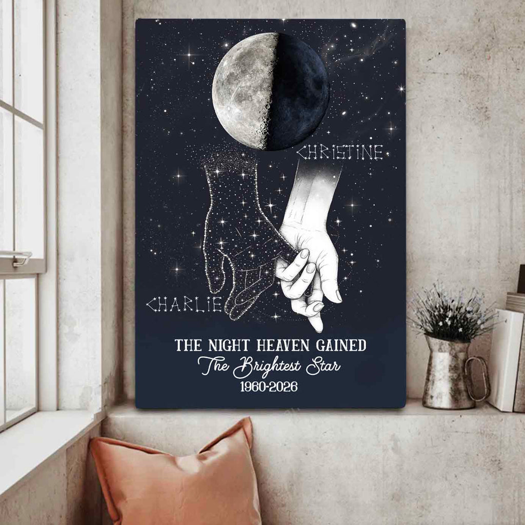 Heaven Gained The Brightest Star Custom Moon Phase Memorial Canvas