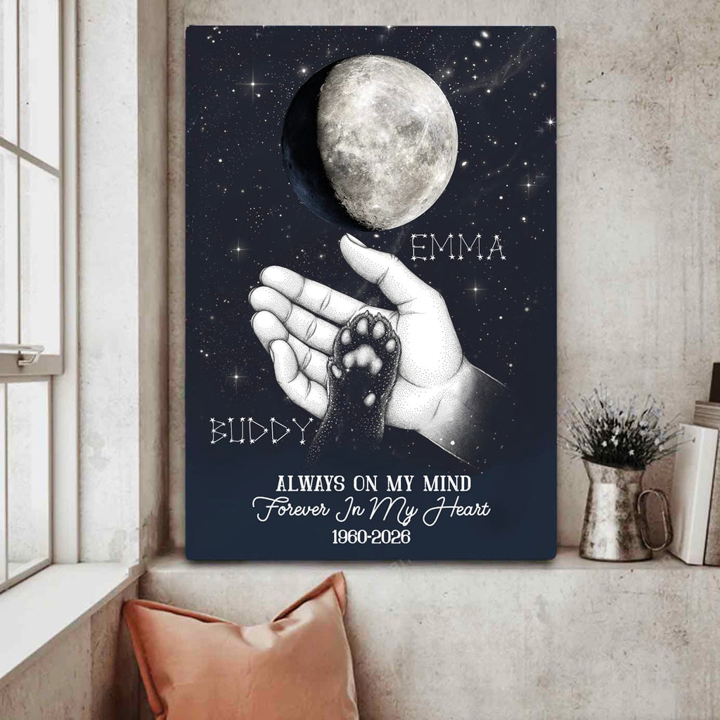 Always On My Mind Custom Moon Phase Pet Memorial Canvas