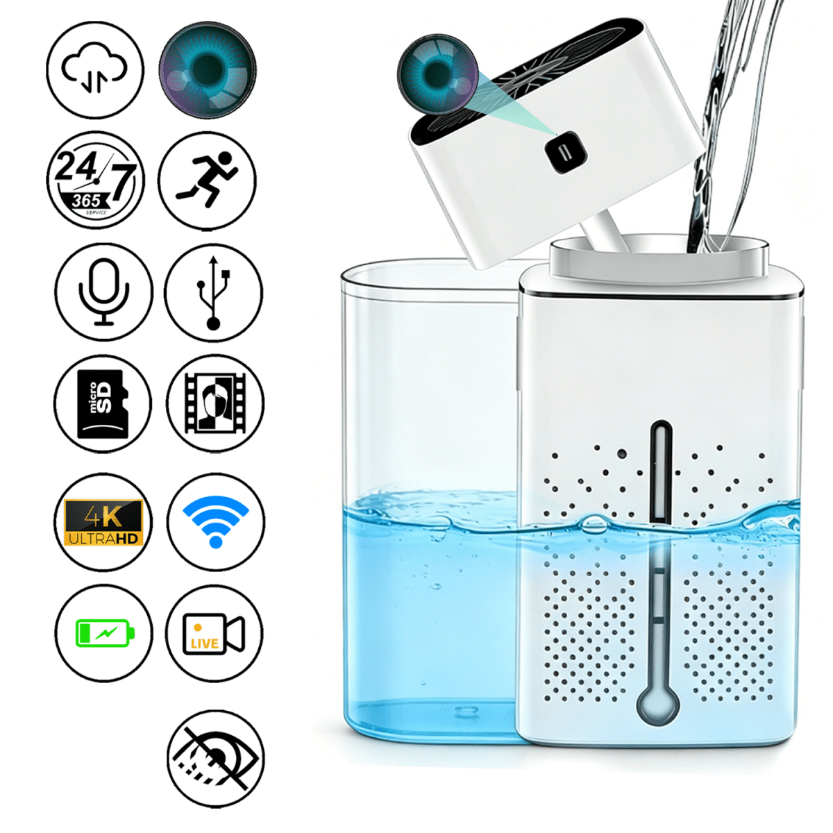Smart Humidifier with Hidden Camera | WiFi Remote Monitoring | Air Humidification & Security Device