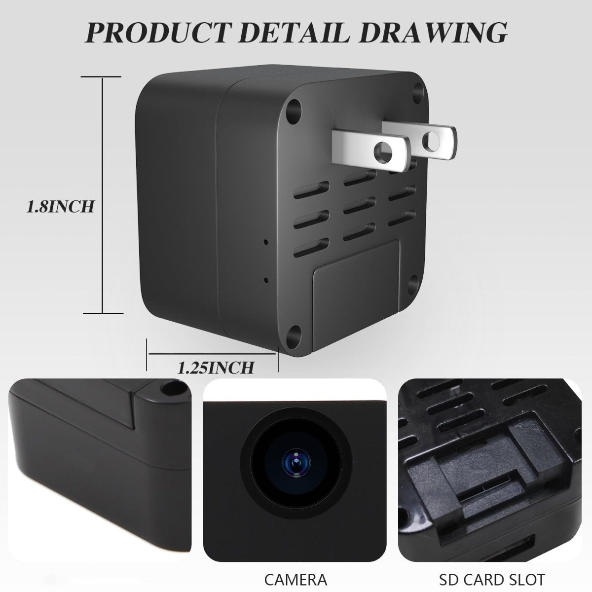 1080P WiFi USB Charger Hidden Camera, Mini Security Camera with Remote Live View and Motion Detection