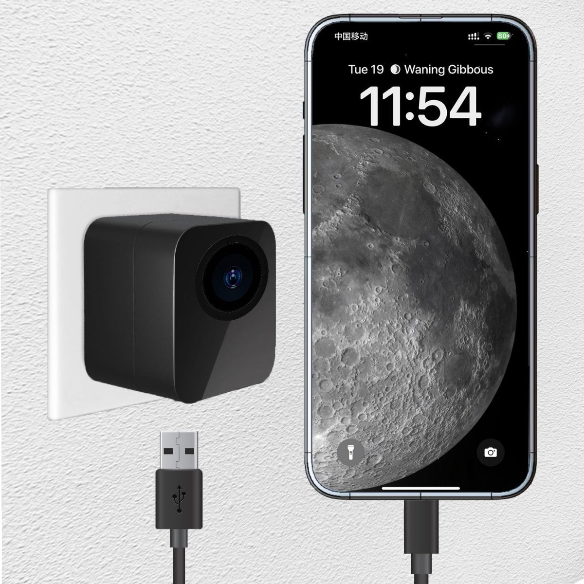 1080P WiFi USB Charger Hidden Camera, Mini Security Camera with Remote Live View and Motion Detection