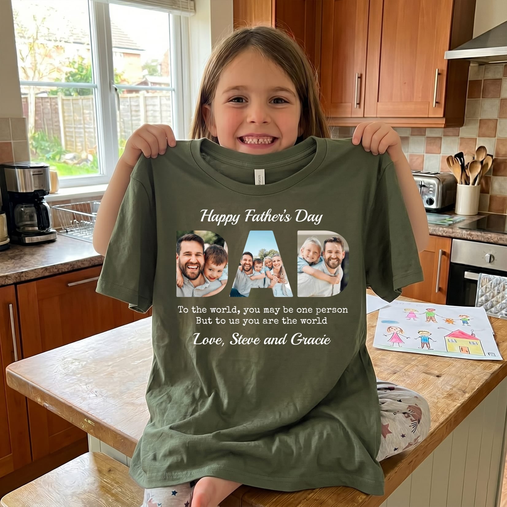 Custom Dad Heavyweight Shirt With Photos