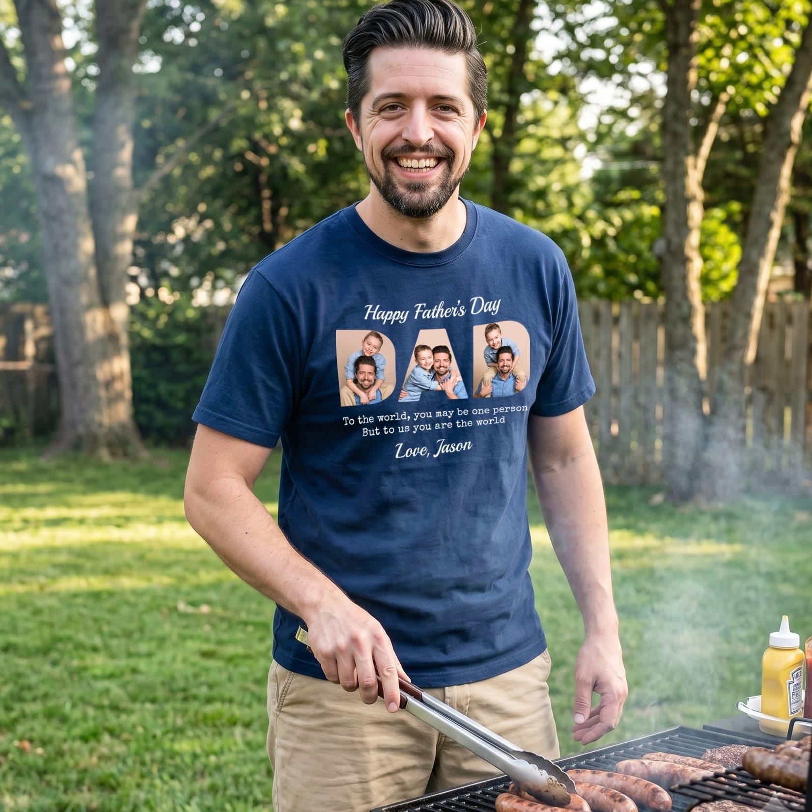 Custom Dad Heavyweight Shirt With Photos