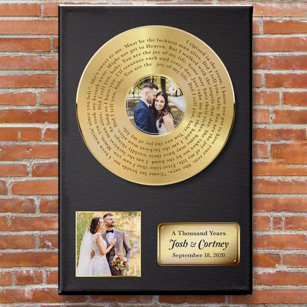 Golden Vinyl Canvas with Personalized Photo and Lyric