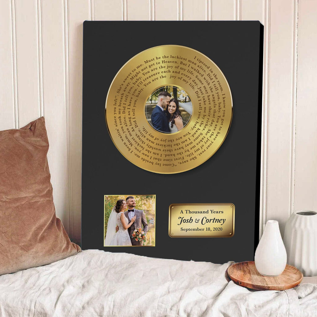 Golden Vinyl Canvas with Personalized Photo and Lyric