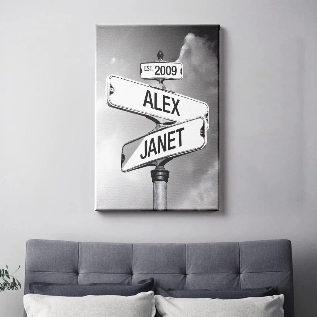 Classic Crossroad of Love | Custom Anniversary Couple Canvas
