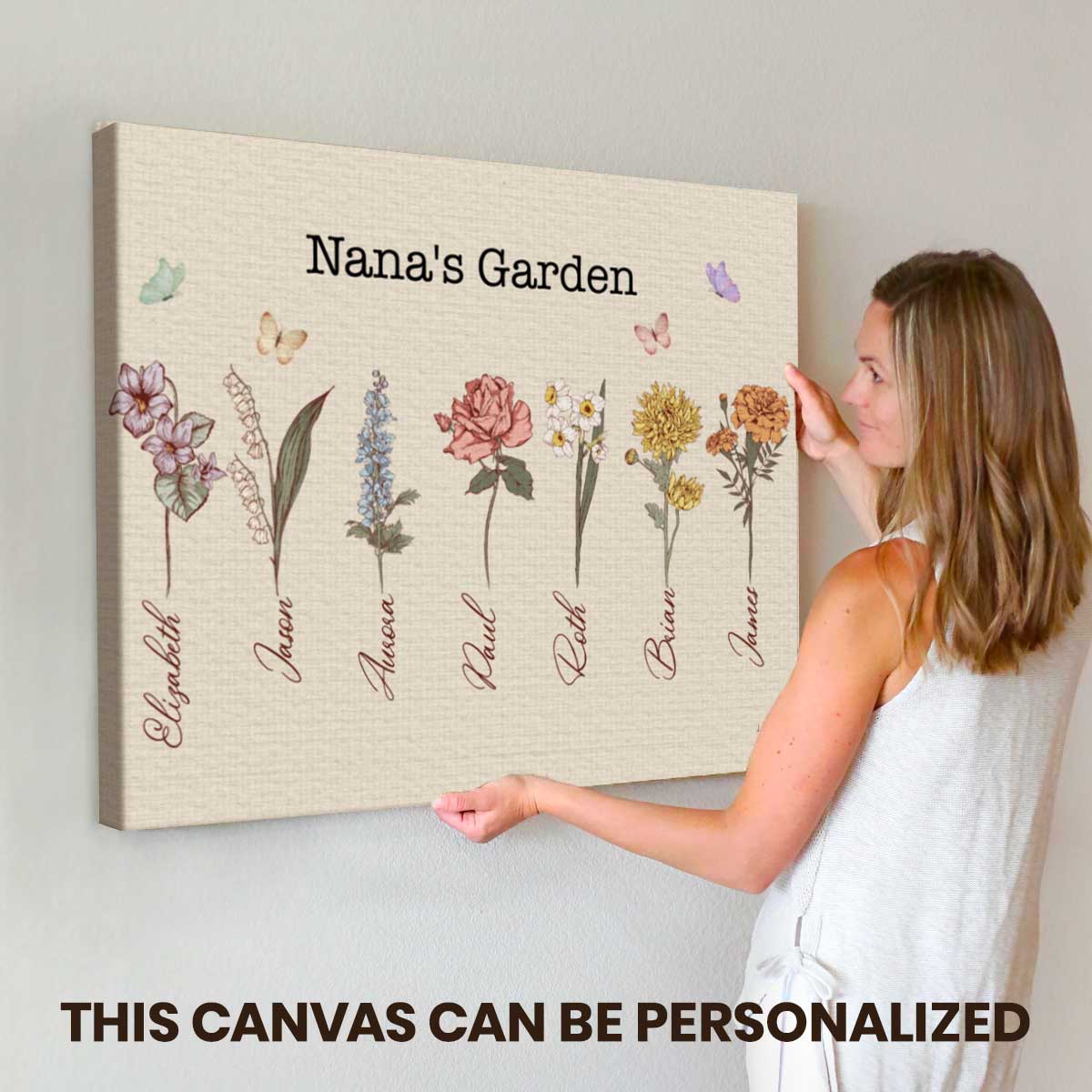 Mom Grandma's Garden - Personalized Birth Flowers Canvas