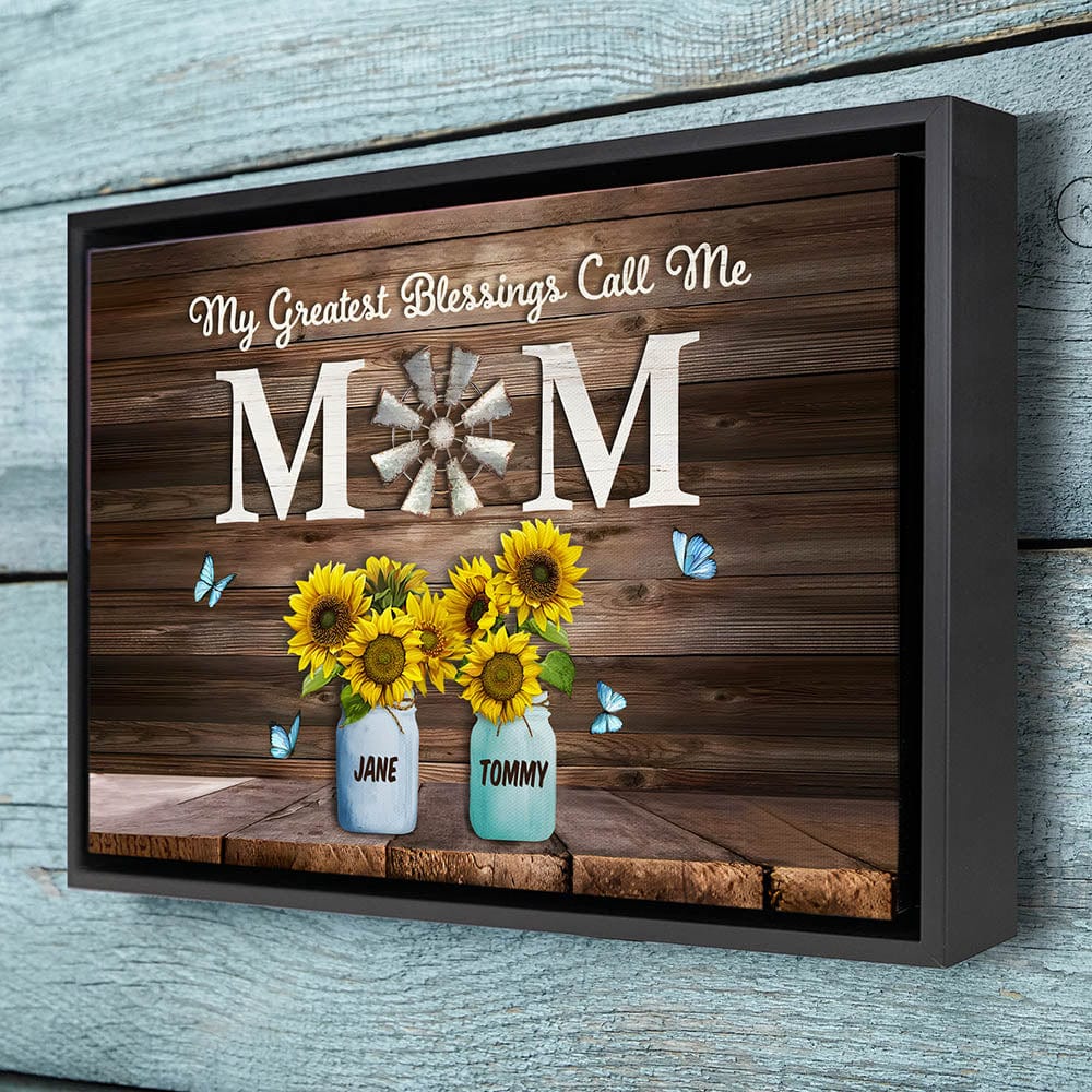 My Greatest Blessings Call Me Mom Custom Names Canvas