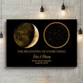 Custom Moon Phase & Star Map Constellation Canvas