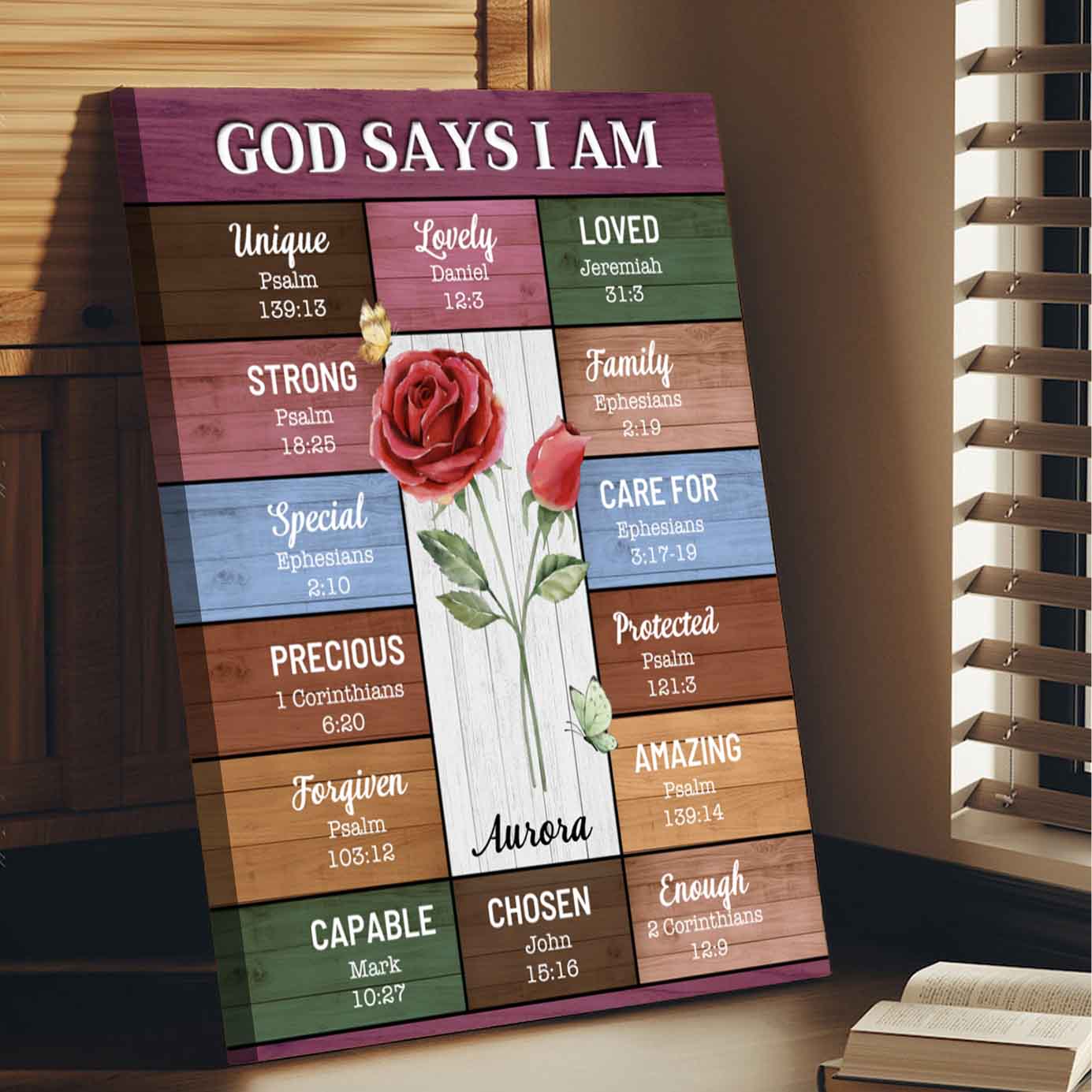 God Say I Am | Personalized Birth Flower Affirmation Canvas