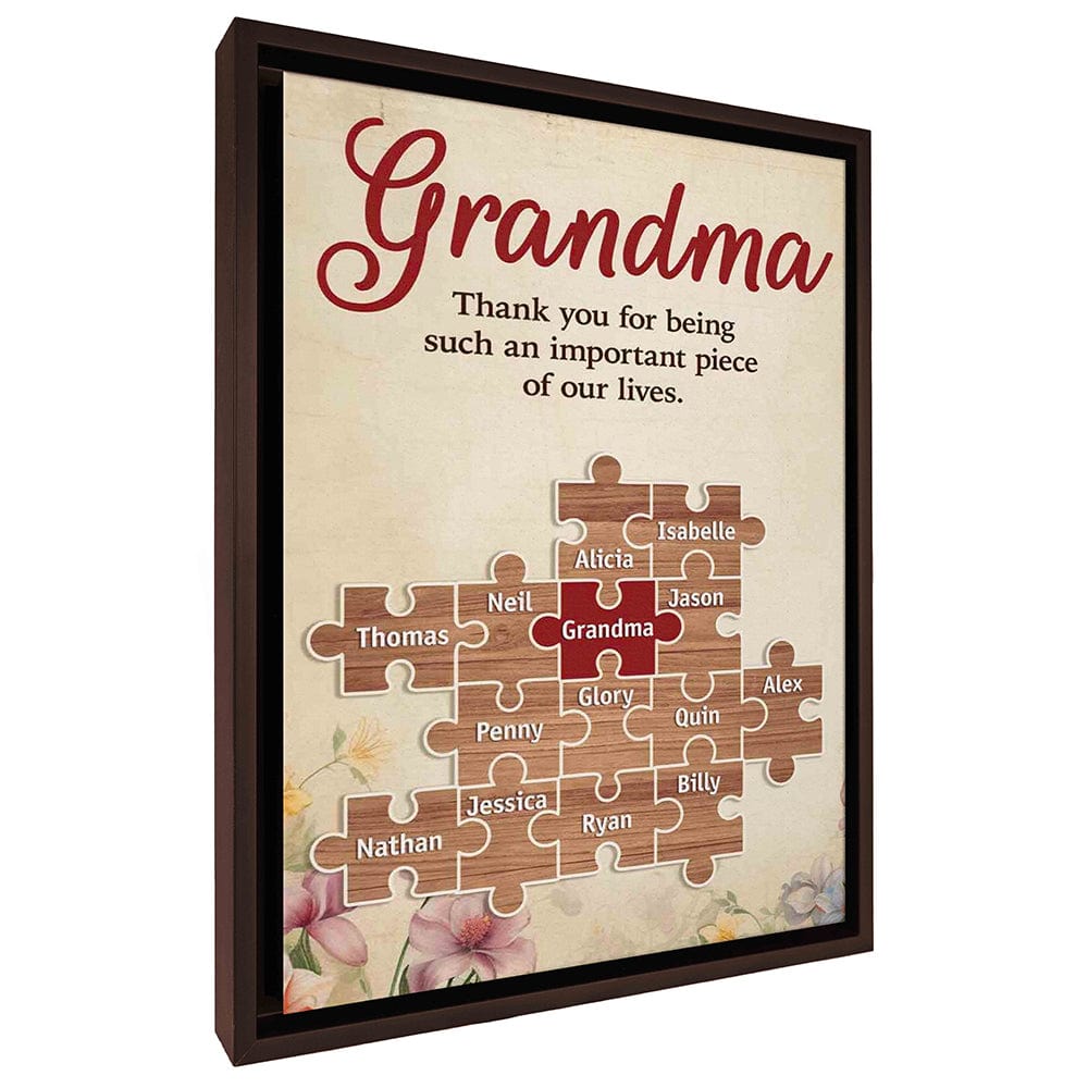 Important Piece | Custom Names Premium Canvas Gift for Mom Grandma