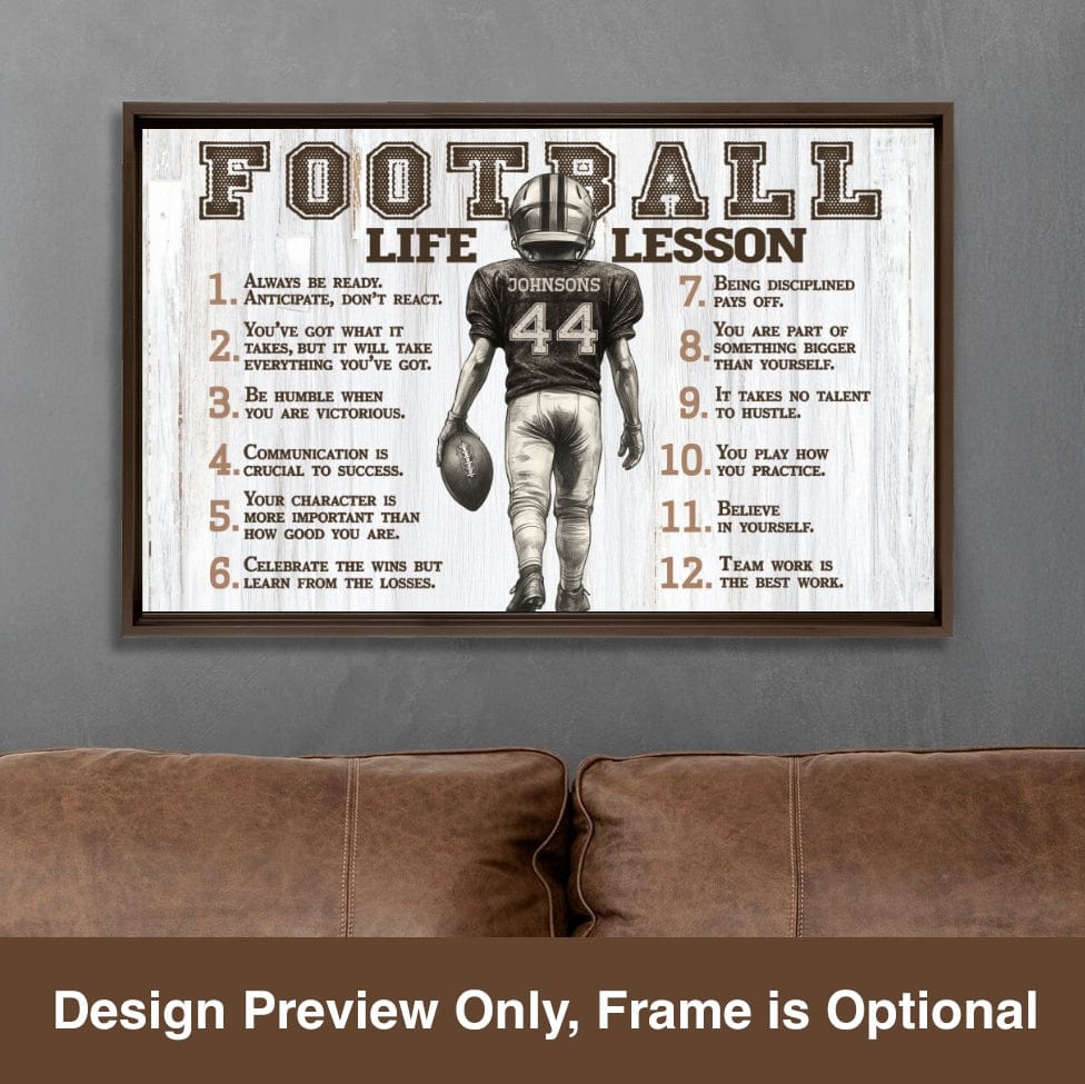 Football Life Lessons Personalized Canvas Sports Room