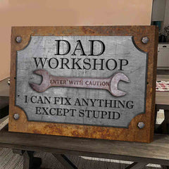 Dad Workshop Canvas and Poster Sign Custom Name