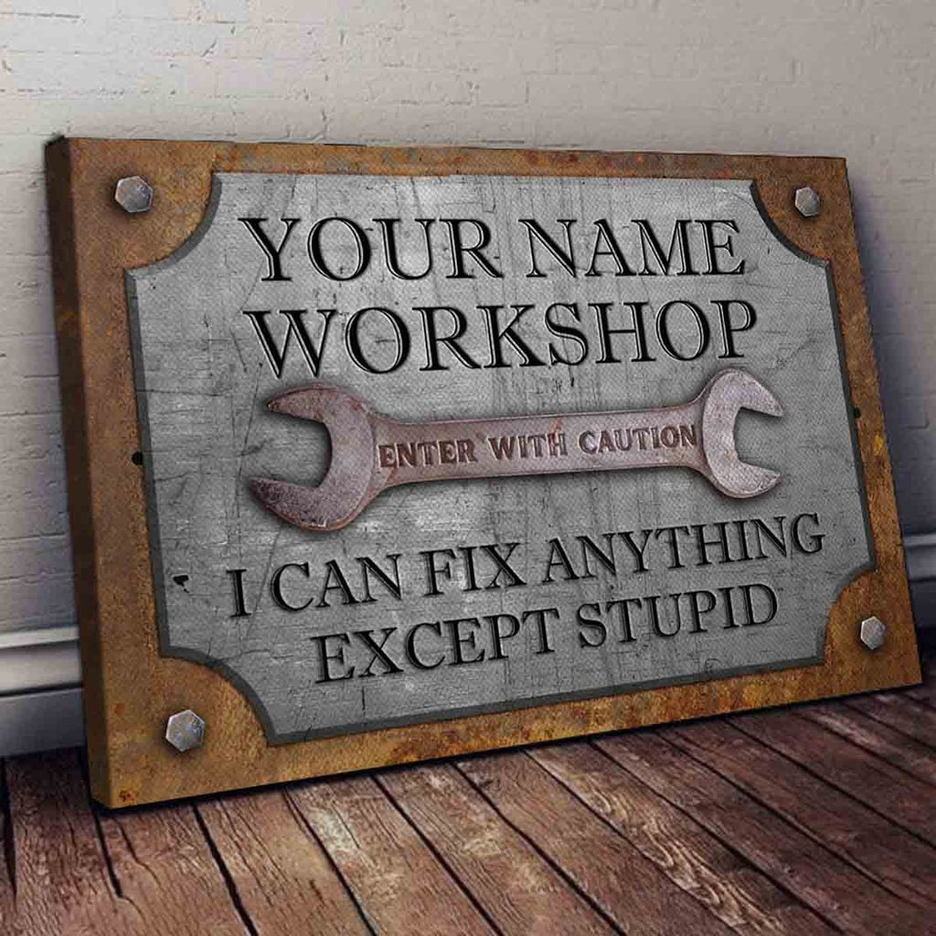 Dad Workshop Canvas and Poster Sign Custom Name