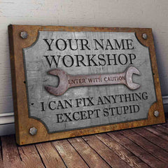 Dad Workshop Canvas and Poster Sign Custom Name