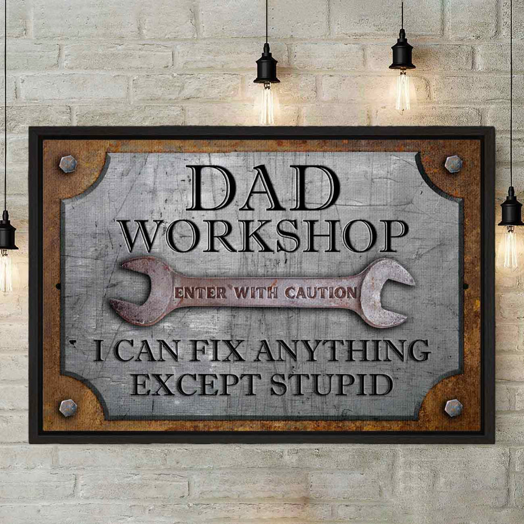 Dad Workshop Canvas and Poster Sign Custom Name
