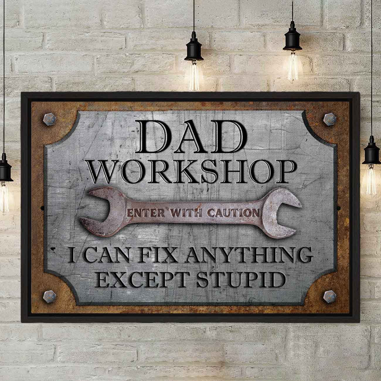 Dad Workshop Canvas and Poster Sign Custom Name