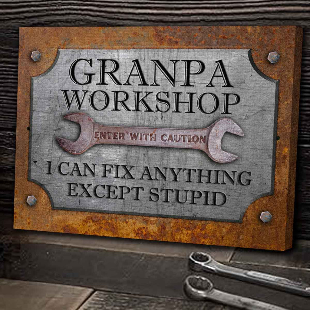 Dad Workshop Canvas and Poster Sign Custom Name