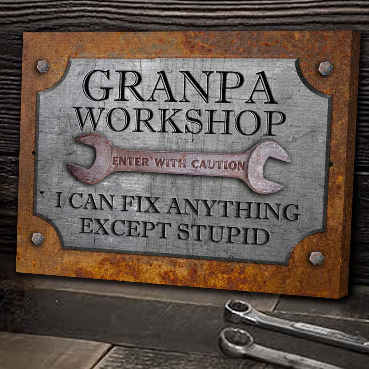 Dad Workshop Canvas and Poster Sign Custom Name