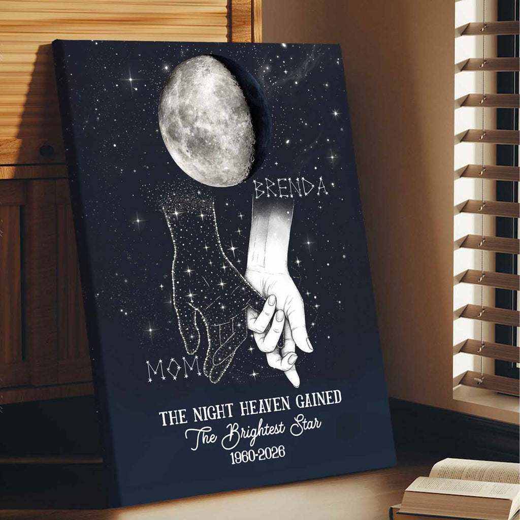 Heaven Gained The Brightest Star Custom Moon Phase Memorial Canvas