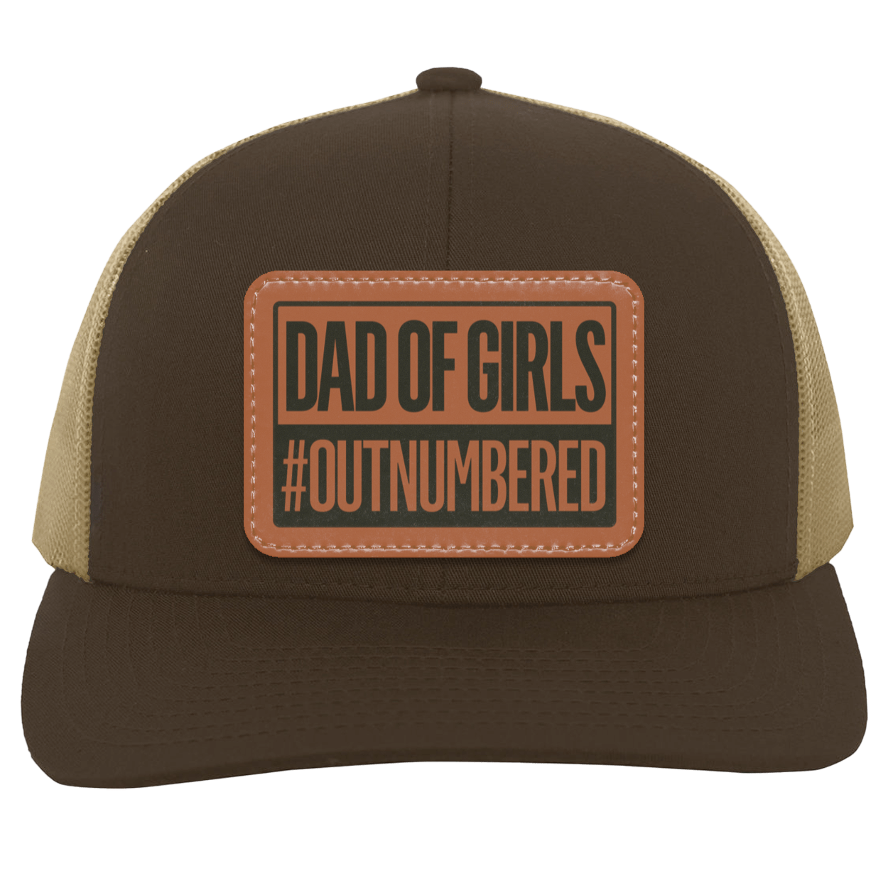 Dad of Girls/Boys Outnumbered Leather Patch Hat Gift
