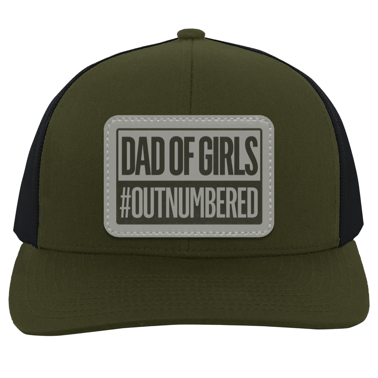 Dad of Girls/Boys Outnumbered Leather Patch Hat Gift
