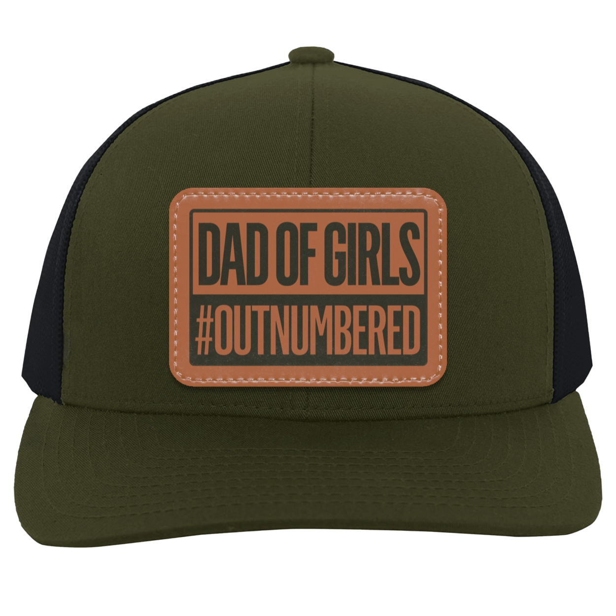Dad of Girls/Boys Outnumbered Leather Patch Hat Gift
