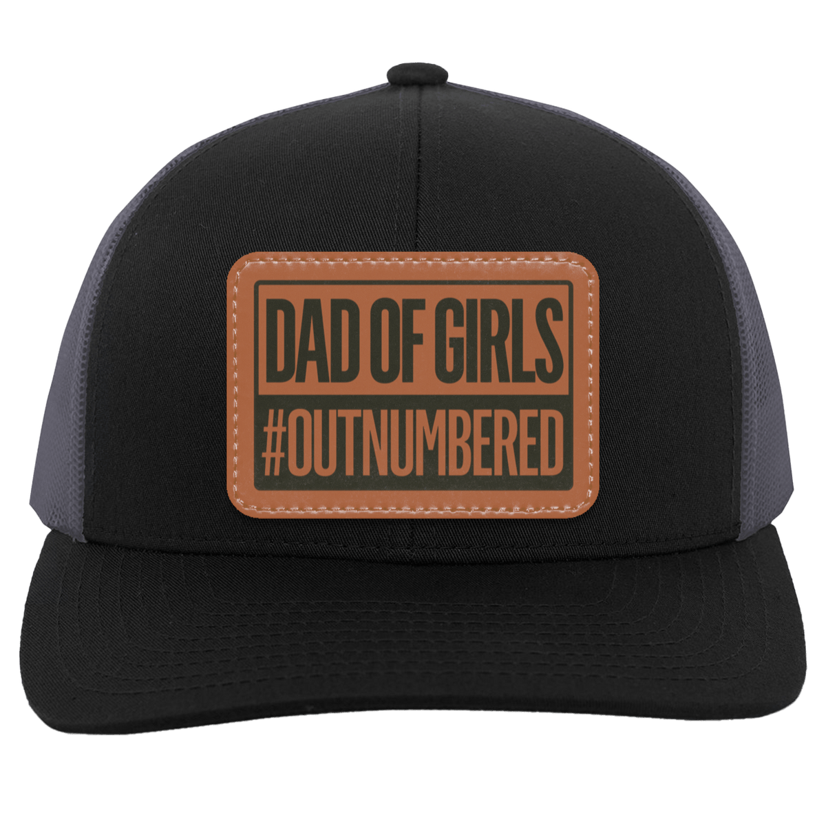 Dad of Girls/Boys Outnumbered Leather Patch Hat Gift