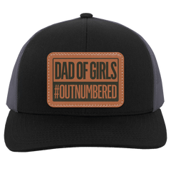 Dad of Girls/Boys Outnumbered Leather Patch Hat Gift