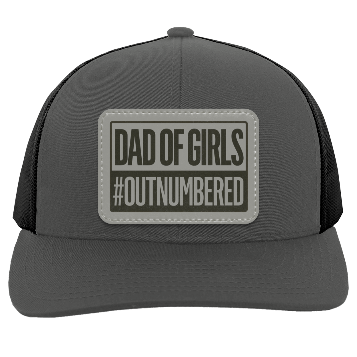 Dad of Girls/Boys Outnumbered Leather Patch Hat Gift
