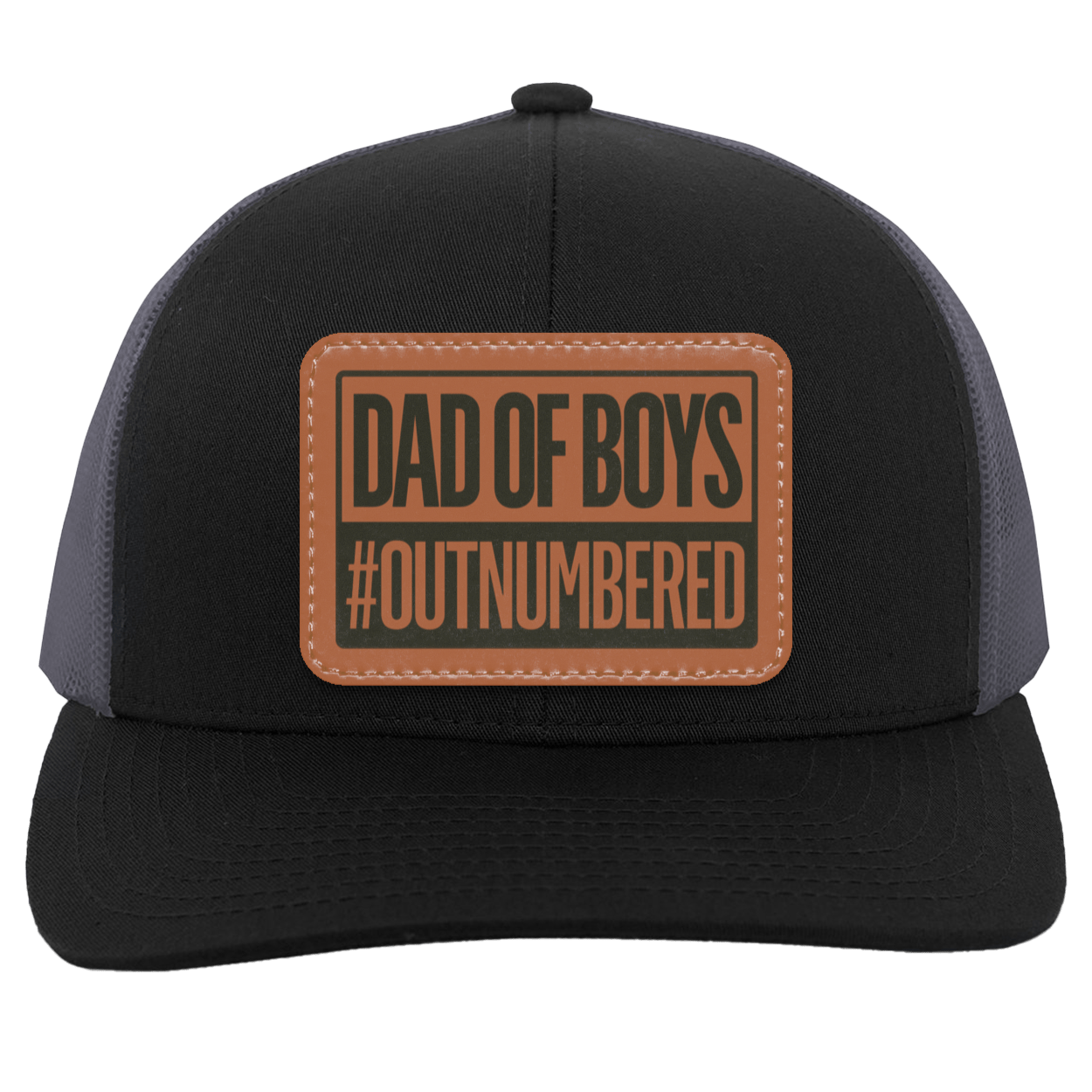 Dad of Girls/Boys Outnumbered Leather Patch Hat Gift
