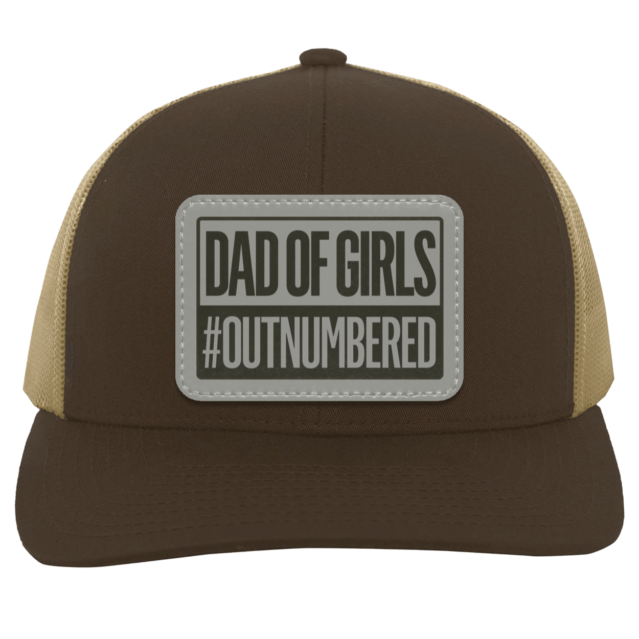 Dad of Girls/Boys Outnumbered Leather Patch Hat Gift