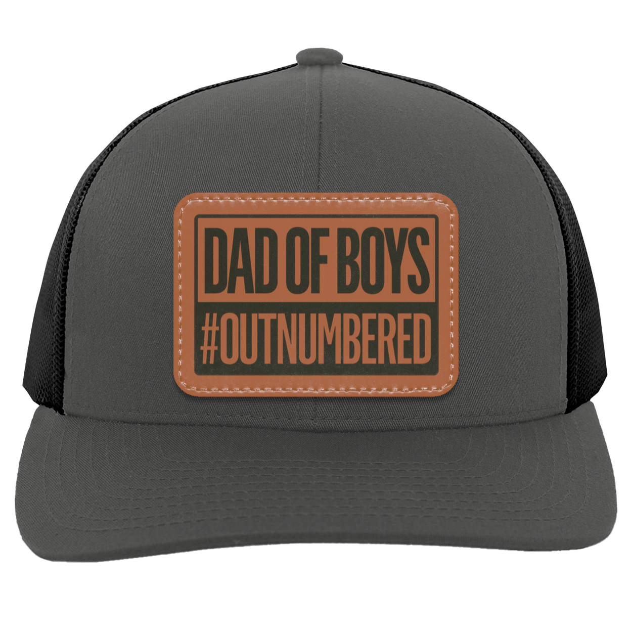 Dad of Girls/Boys Outnumbered Leather Patch Hat Gift