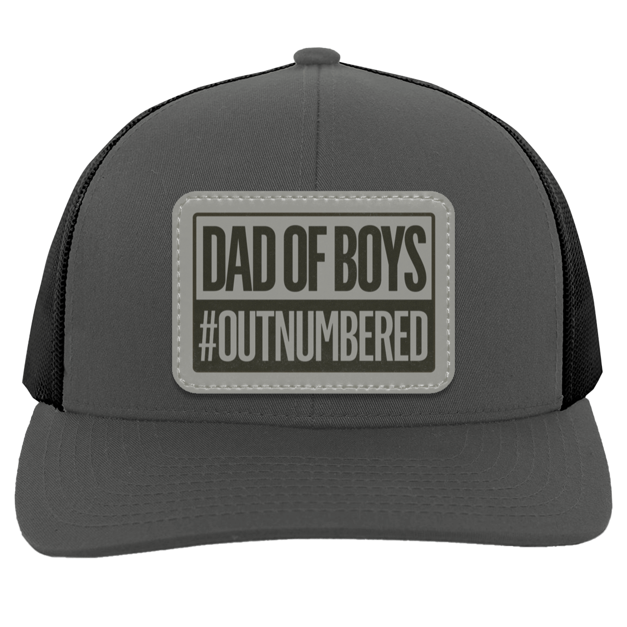 Dad of Girls/Boys Outnumbered Leather Patch Hat Gift