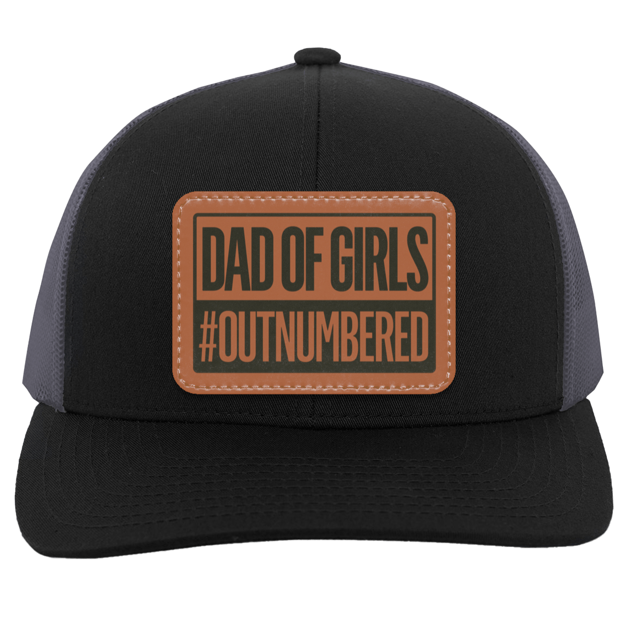 Dad of Girls/Boys Outnumbered Leather Patch Hat Gift