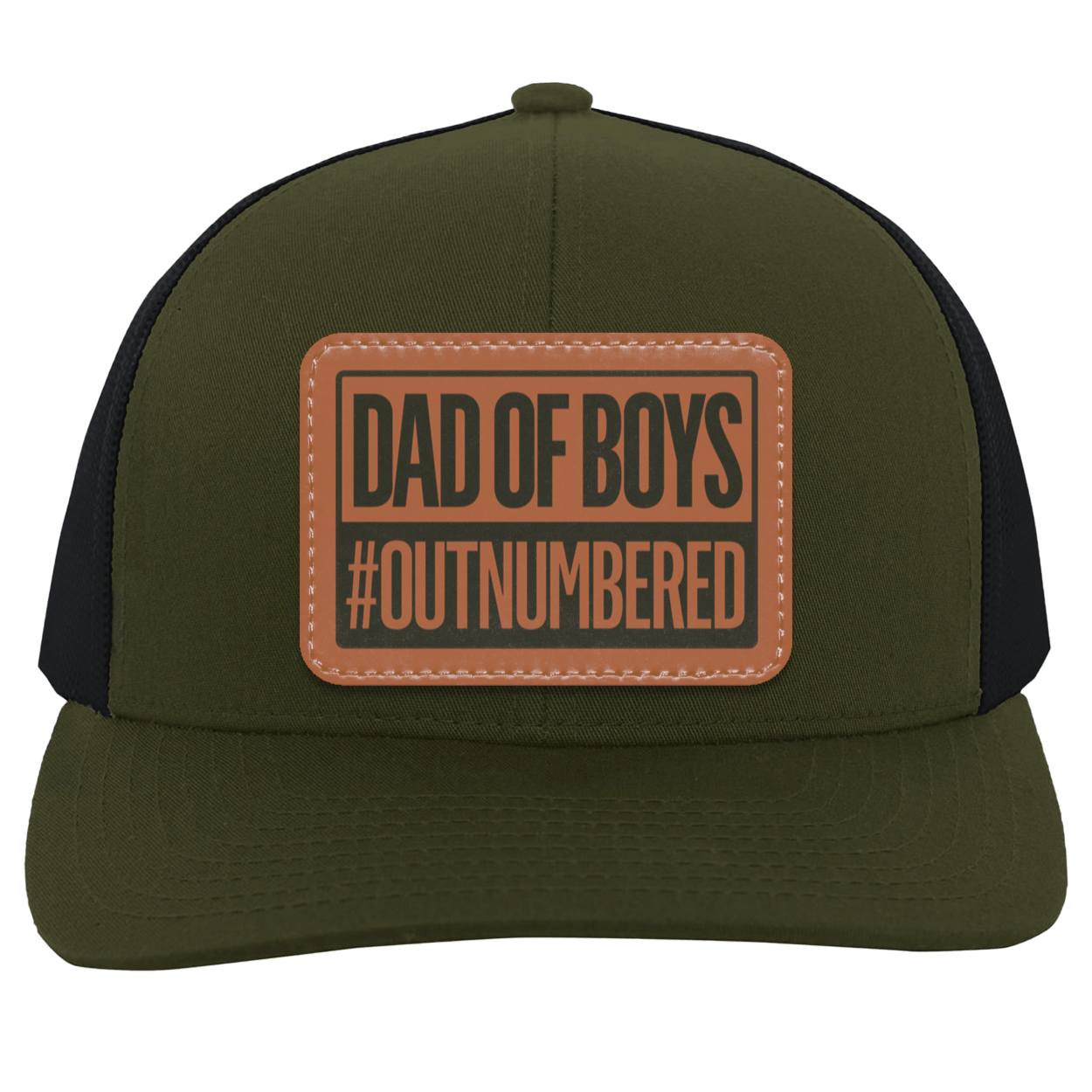 Dad of Girls/Boys Outnumbered Leather Patch Hat Gift