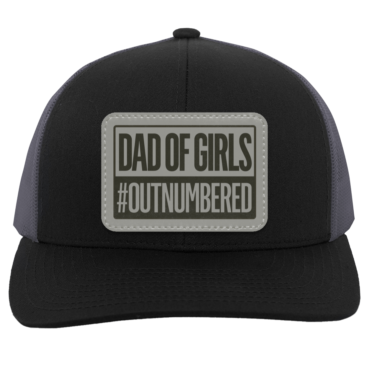 Dad of Girls/Boys Outnumbered Leather Patch Hat Gift