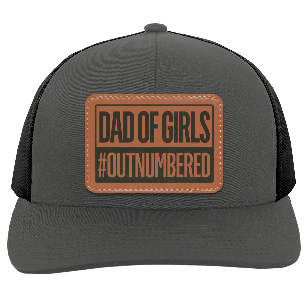 Dad of Girls/Boys Outnumbered Leather Patch Hat Gift