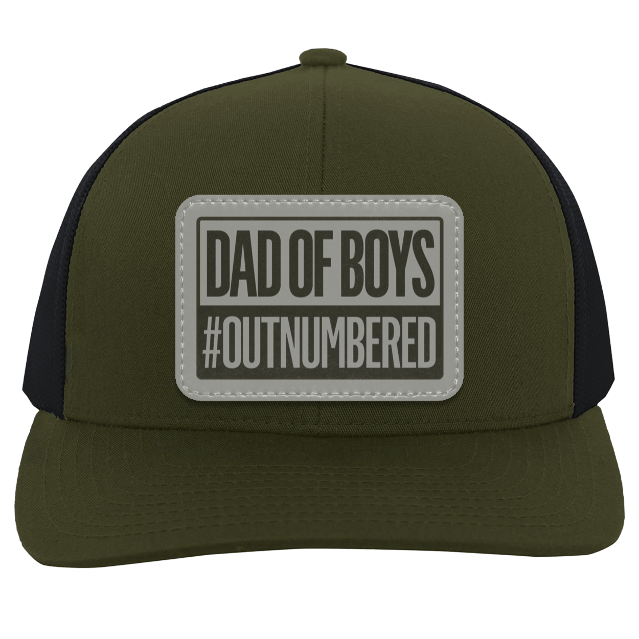 Dad of Girls/Boys Outnumbered Leather Patch Hat Gift