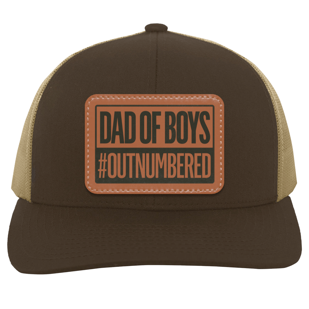 Dad of Girls/Boys Outnumbered Leather Patch Hat Gift