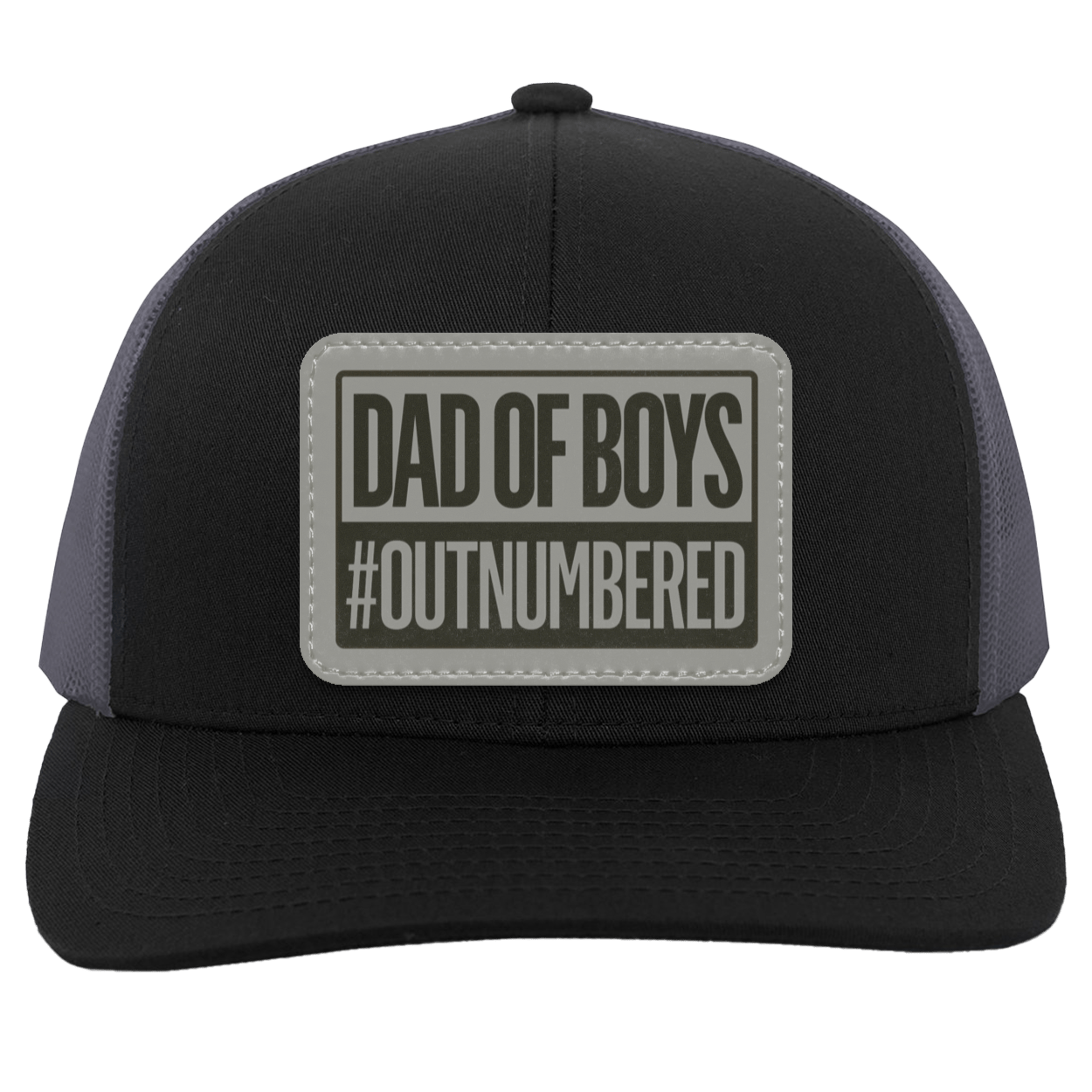 Dad of Girls/Boys Outnumbered Leather Patch Hat Gift