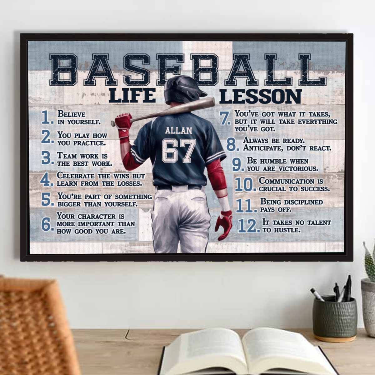 Baseball Life Lessons Personalized Canvas Sports Room