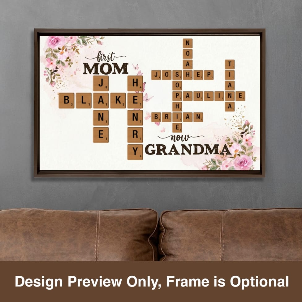 First Mom Now Grandma Custom Scrabble Names Canvas