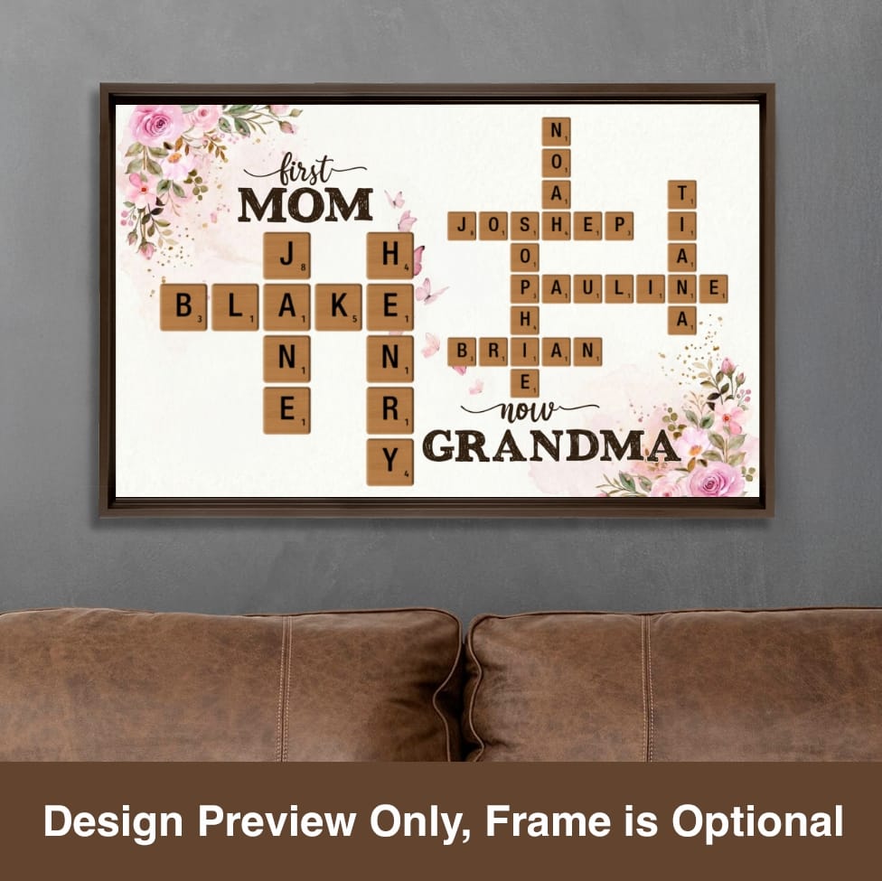 First Mom Now Grandma Custom Scrabble Names Canvas