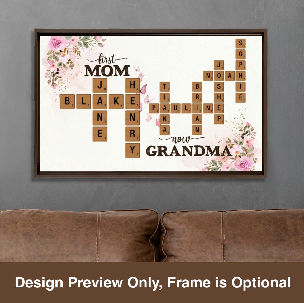 First Mom Now Grandma Custom Scrabble Names Canvas