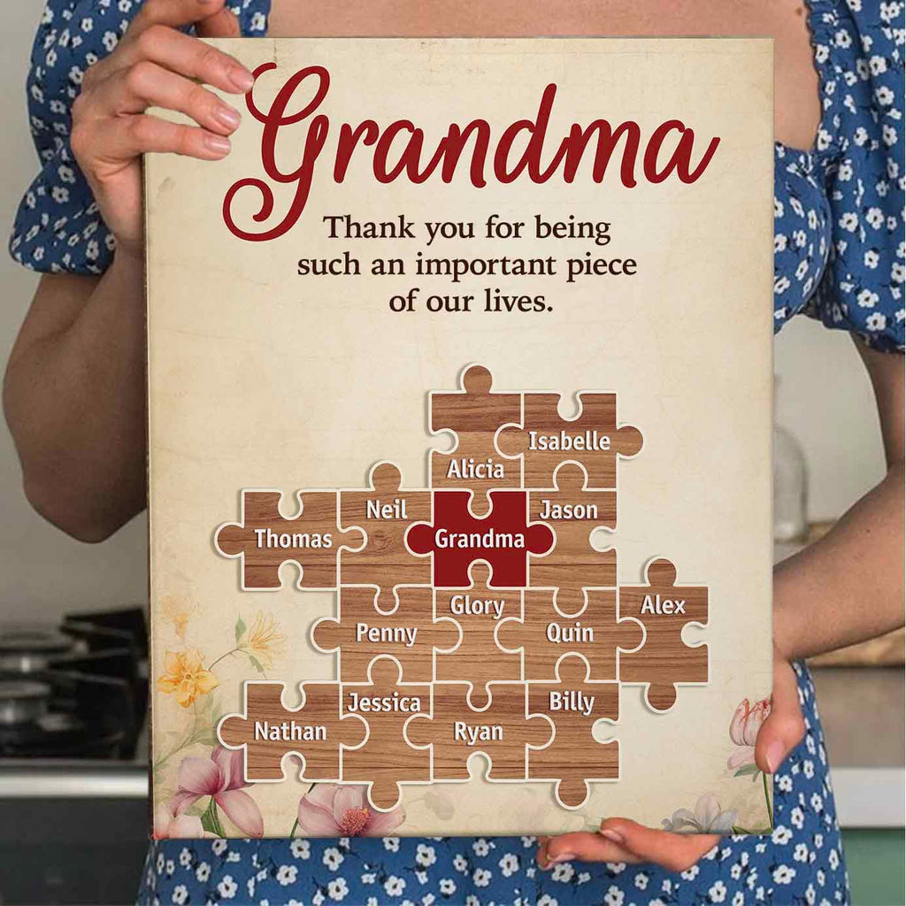 Important Piece | Custom Names Premium Canvas Gift for Mom Grandma