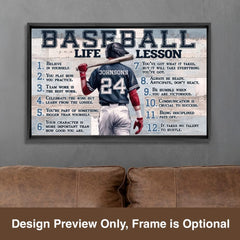 Baseball Life Lessons Personalized Canvas Sports Room