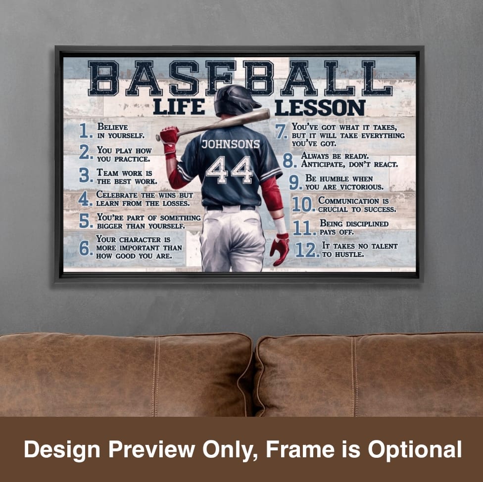 Baseball Life Lessons Personalized Canvas Sports Room