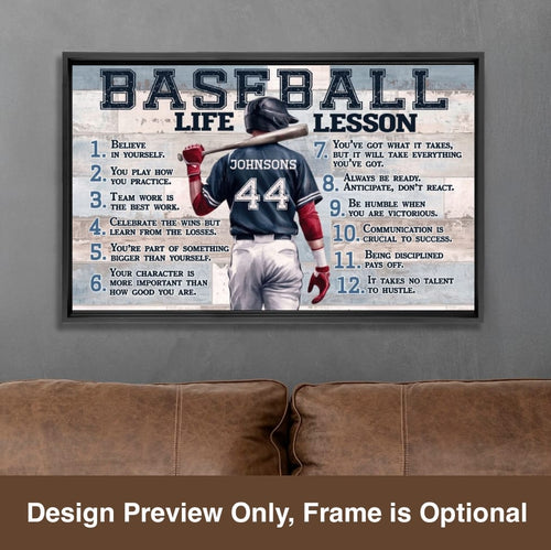 Baseball Life Lessons Personalized Canvas Sports Room