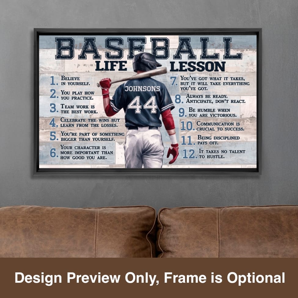 Baseball Life Lessons Personalized Canvas Sports Room